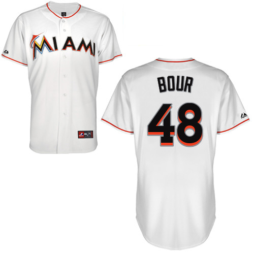 Justin Bour #48 Youth Baseball Jersey-Miami Marlins Authentic Home White Cool Base MLB Jersey